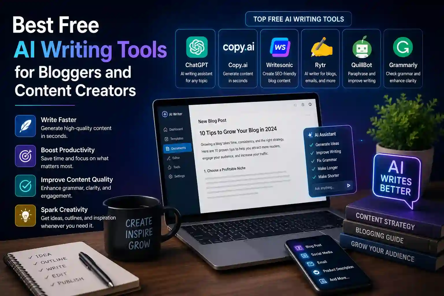 Best Free AI Writing Tools for Bloggers and Content Creators